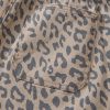 Women's Khaki Leopard Printed Wide Leg Jeans with Drawstring Waist and Pockets - Image 14