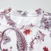 Women's White Vintage Paisley Mock Neck T-Shirt - Retro Inspired Design - Image 11