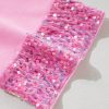 Women's Pink Sequin Trim Shift Crew Neck Short Dress - Image 8