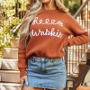 Women's Flamingo Orange Graphic Sweater - Hello Pumpkin Cursive Font - Image 6