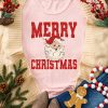 Women's Pink MERRY CHRISTMAS Santa Claus Printed Graphic T-Shirt - Image 3