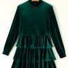 Evergreen Velvet High Neck Tiered Ruffle Mini Dress - Image 8