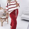 Women's Red Stripe Drop Shoulder Pullover and Jogger Pants Set - Casual Two Piece Outfit - Image 6