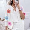 Women's White Knitted Floral Pattern Button Up Cardigan for Cozy Winter Style - Image 13