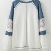 Women's White Floral Patchwork Waffle Knit Long Sleeve Top - Image 7