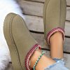 Women's Sage Green Contrast Print Suede Plush Lined Snow Boots - Image 7