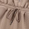 Women's Dark Khaki Textured Short Sleeve Half Zip Drawstring Waist Romper - Image 12