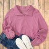 Women's Valerian Quarter-Zip Stand Neck Sweatshirt with Kangaroo Pocket - Image 5