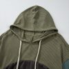 Women's Laurel Green Colorblock Patchwork Hooded Top with Wide Sleeves - Image 7