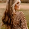 Women's Brown Leopard Smocked Neck Mesh Long Sleeve Bodysuit - Chic & Trendy - Image 6