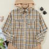 Women's Ashleigh Blue Waffle Knit Patchwork Hooded Plaid Shacket - Image 7