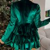 Evergreen Velvet High Neck Tiered Ruffle Mini Dress - Image 2