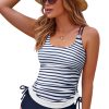 Women's Blue Stripe Drawstring Tummy Control 2-Piece Tankini Swimsuit - Image 32