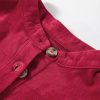 Women's Burgundy Corduroy Ruffle Tiered Button O Neck Shirt - Image 10