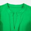 Women's Bright Green Double Ruffle Sleeve Peplum Blouse - Flattering V Neck Top - Image 19