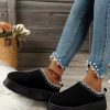 Women's Black Contrast Print Suede Plush Lined Snow Boots for Winter - Image 4