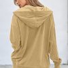 Women's Simply Taupe Oversized Hoodie - Chic Ribbed Knit with Buttoned Design - Image 2