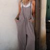 Women's Philippine Gray Corded Adjustable Straps Wide Leg Loose Overall Jumpsuit - Image 5