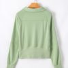 Women's Smoke Green Quarter Zip Stand Neck Sweatshirt with Kangaroo Pocket - Image 8