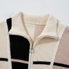 Women's Khaki Stripe Color Block Quarter Zip Collar Short Sleeve Sweater Dress - Image 8