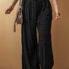 Women's Black Textured Wide Smocked Waist Loose Pants - Image 6