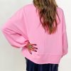 Women's Sachet Pink Loose Fit Solid Color Buttoned Neckline Sweatshirt - Image 2