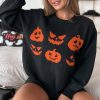 Women's Black Halloween Pumpkin Face Pattern Drop Shoulder Sweater - Image 7