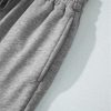 Women's Light Grey Solid Color Fleece Lined Drawstring Waist Casual Pants - Image 10