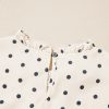 Women's Elegant Apricot Polka Dot Print Blouse with Frilled Collar and Lantern Sleeves - Image 13