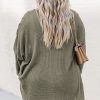 Cozy Seagrass Waffle Knit Plus Size Cardigan with Drop Shoulder and Pockets - Image 2