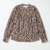 Women's Light French Beige Oversized Leopard Print Balloon Sleeve Casual Shirt - Image 8