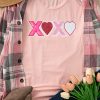 Women's Pink Sequin Heart XOXO Patched Graphic T-Shirt for Valentine's Day - Image 3