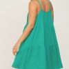 Women's Sea Green Textured Buttoned Mini Dress with Thin Straps - Image 10