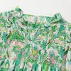 Women's Green Leafy Printed Flounce Sleeve Shirred Mock Neck Blouse - Elegant Floral Design - Image 15