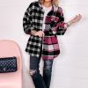 Women's Black Plaid Colorblock Loose Fit Shacket - Image 7