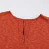 Women's Orange Solid Color Split V Neck Short Sleeve Sweater - Casual Chic - Image 21