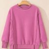 Women's Bright Pink Sherpa Oversized Drop Shoulder Sweatshirt - Image 7