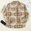 Women's Plus Size White Aztec Geometric Print Jacket with Pockets - Image 14