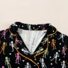 Women's Halloween Skeleton Pattern Black Short Sleeve Pajama Set - Image 16