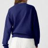 Women's Navy Blue Drop Shoulder Crewneck Pullover Sweatshirt - Cozy & Casual - Image 6