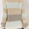 Women's Cozy Brown Colorblock Textured Knit Bubble Sleeve Sweater - Image 2