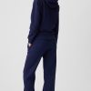 Women's Navy Blue Solid Color Drawstring Waist Casual Straight Pants - Image 2