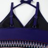 Plus Size Navy Blue Embroidered Trim Wrap Tie Knot High Waisted Bikini - Image 24