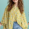 Women's Green Boho Floral Print Frilly Detail Puff Sleeve Shirt - Image 5