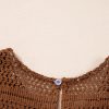 Women's Brown Eyelet Knit Yoke Patchwork Printed Flowy Tank Top - Image 11