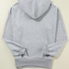 Women's Light Grey Fleece Lined Kangaroo Pocket Drawstring Hoodie - Image 8