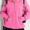 Women's Oversized Hoodie with Kangaroo Pocket - Bonbon Color - Image 3