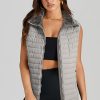 Women's Silvery Plush Collared Quilted Zipped Puffer Vest for Casual Layering - Image 9