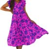 Women's Rose Floral Print Tiered Frilled Trim Flutter Sleeve Maxi Dress - Image 13