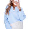 Women's Beau Blue Flower Detail Knitted Long Sleeve Sweater - Image 13